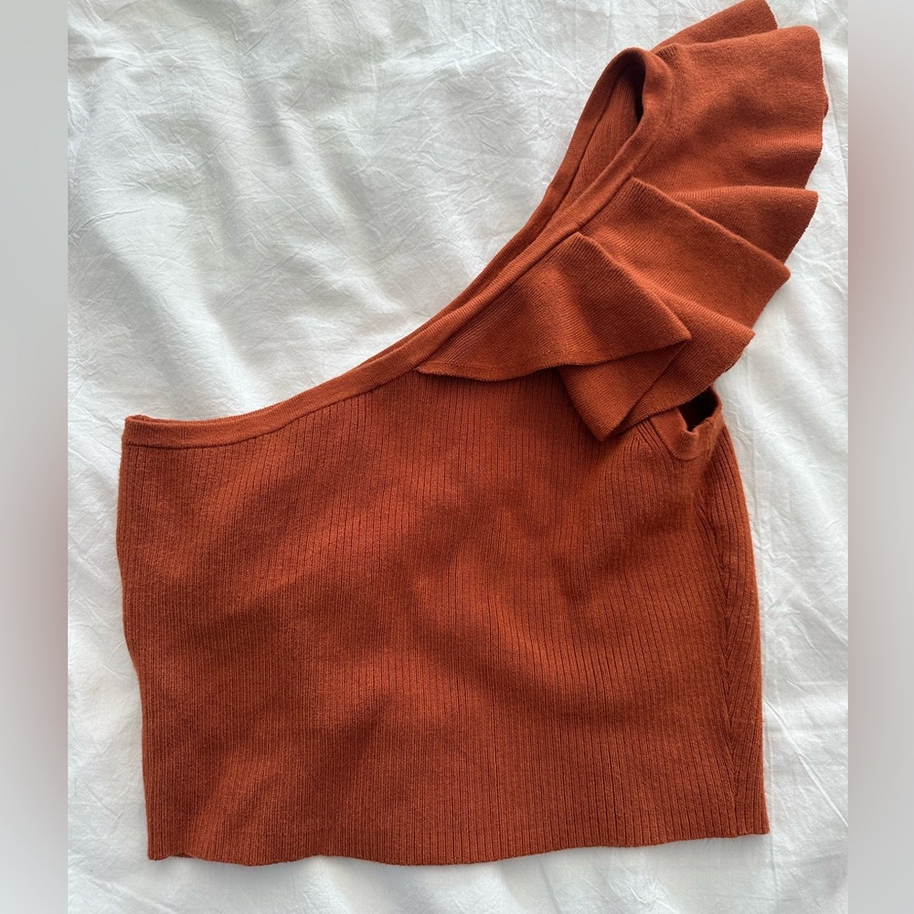 Express Sweater Crop Top with Ruffles - Picture 3 of 4